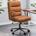 Leather Office Chair Brown with Arms Adjustable Back 400lbs X3962