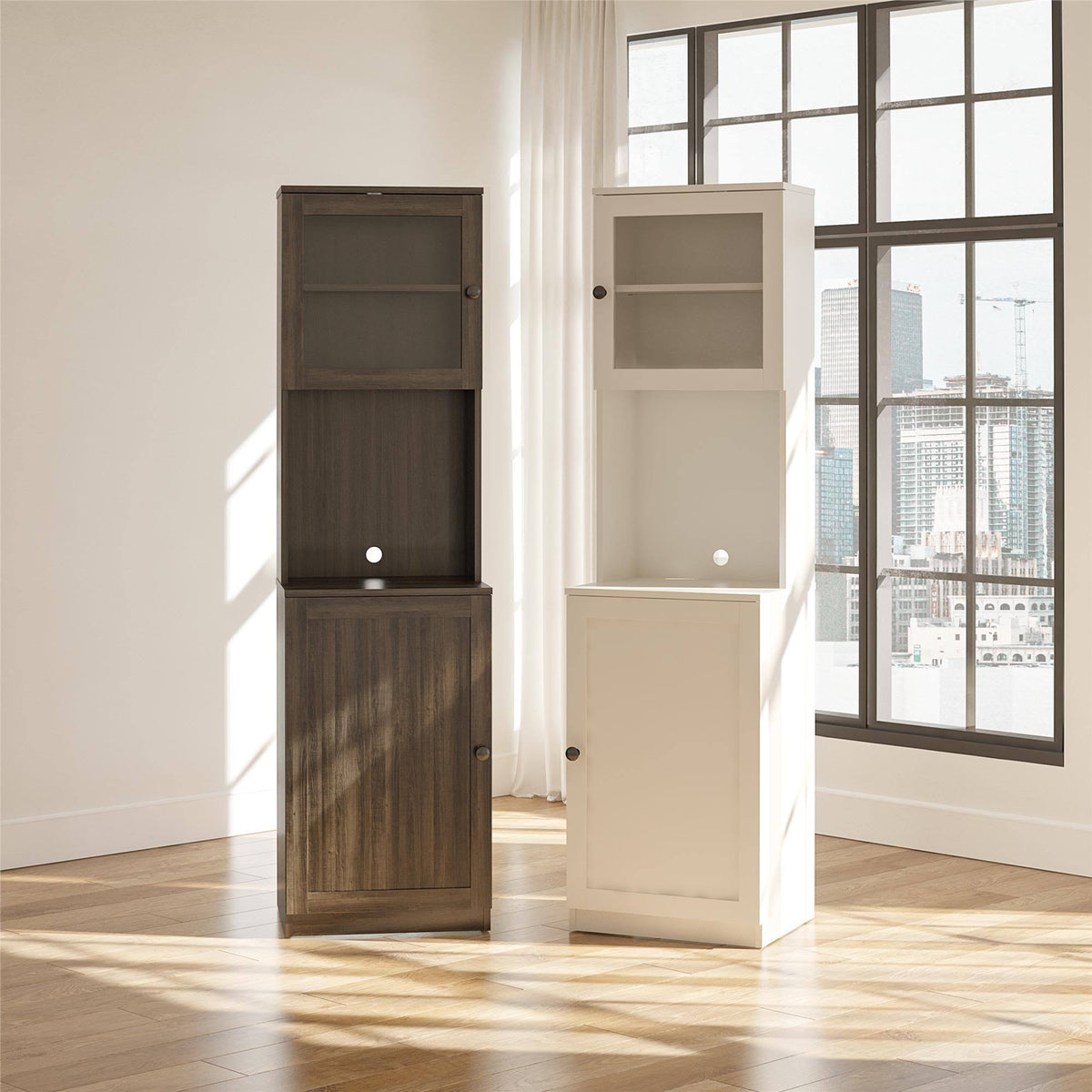 White Tall Bar Cabinet H7922