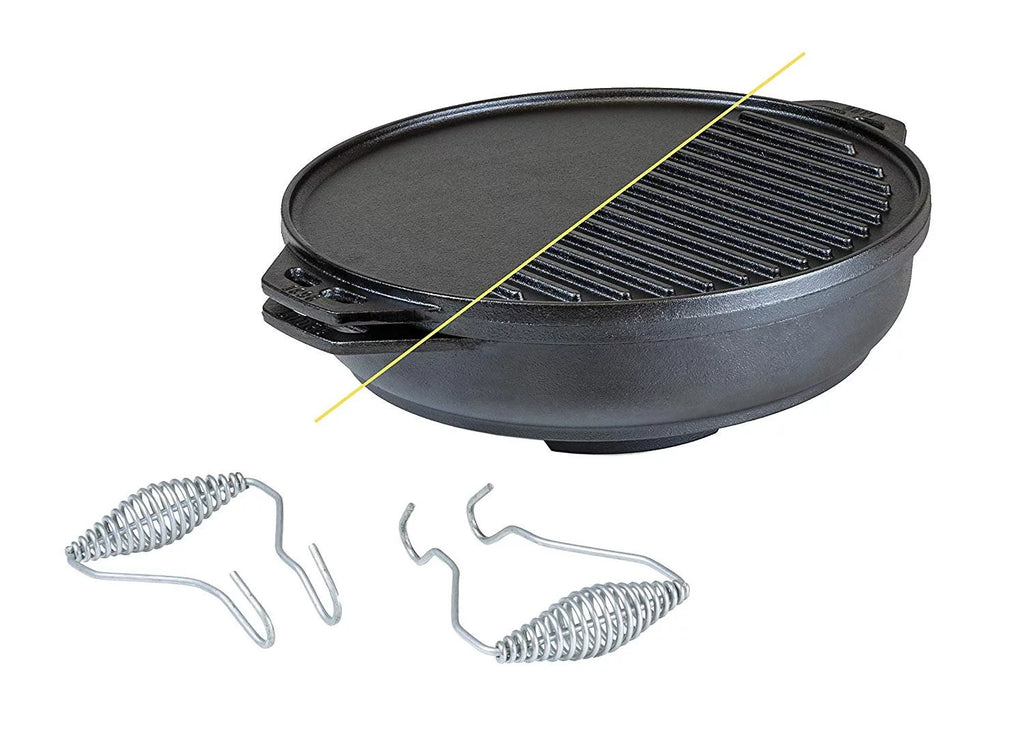 Five-Piece Cast Iron Set with Reversible Grill/Griddle 14 Inch and 6.8 Quart Bottom/Wok I21674