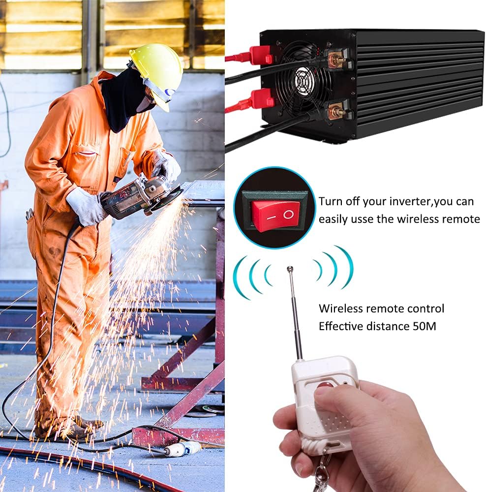 1000 Watt Pure Sine Wave Inverter 12v DC to 110/120v AC I423