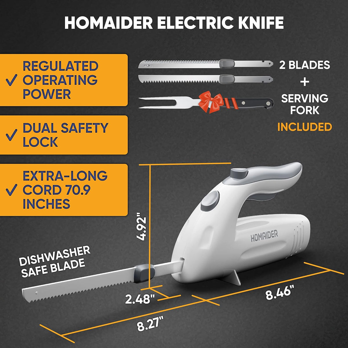 Electric Knife with Serving Fork and Carving Blades Q59681