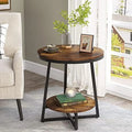 2 Tier Round Industrial End Table W508
