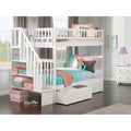 White Twin over Twin Bunk Bed with 2 Bed Drawers U812