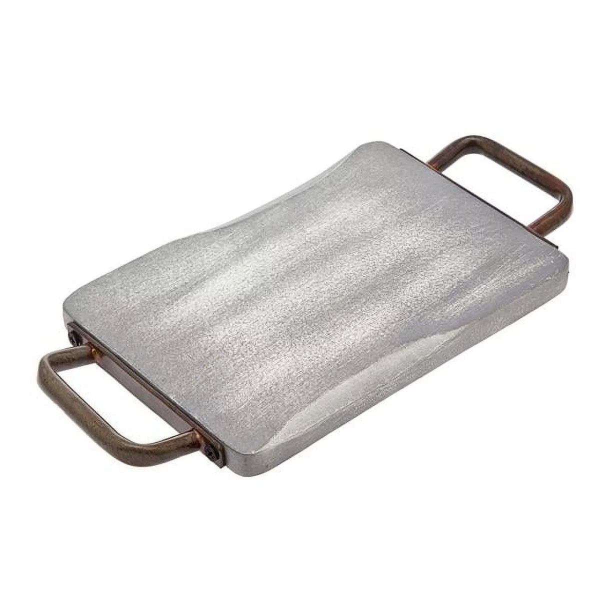 Grey Wash Rect Wood & Metal Tray U70312
