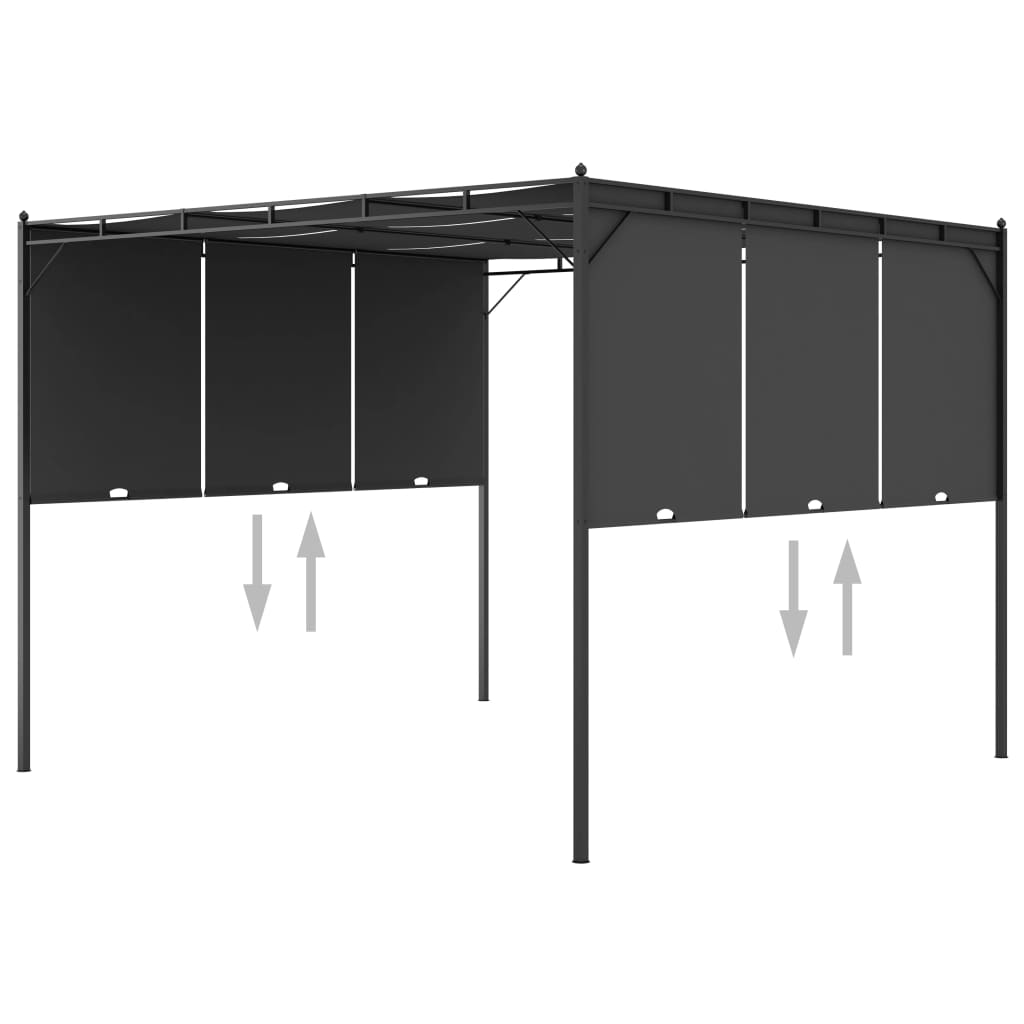 Garden Gazebo with Side Curtain 118.1"x118.1"x88.6" Anthracite M7863