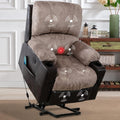 Grey Power Lift Recliner Chair with Heated and Vibration Massage, USB Port, 2 Cup Holders D471536