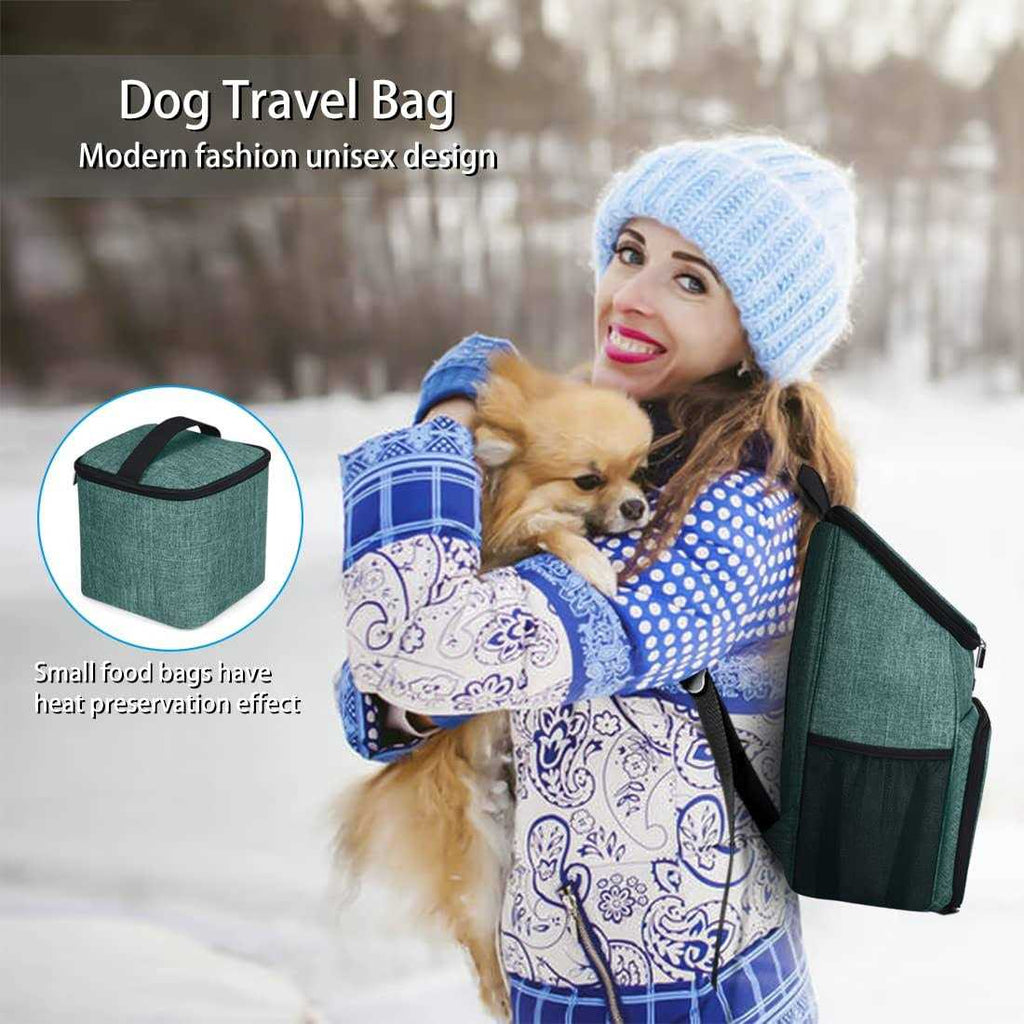 Airline Approved Dog Travel Backpack with 2 Collapsible Bowls and 2 Food Baskets X89109