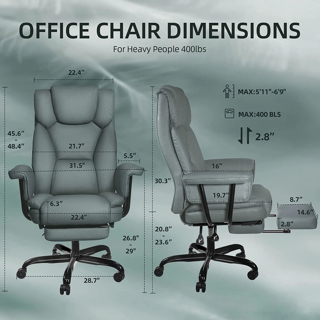 Gray High Back Leather Office Chair 400lb S65436