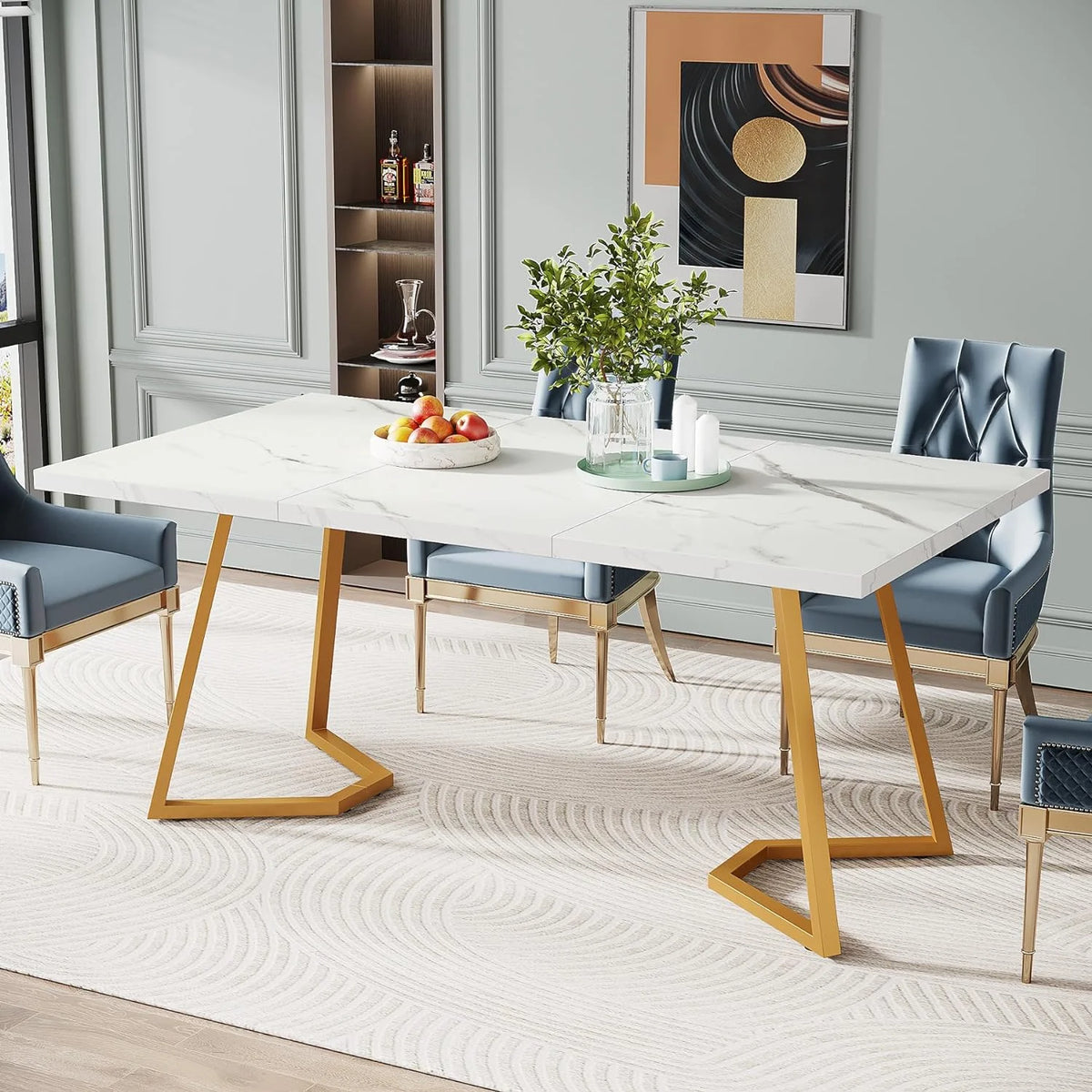 55" Faux Marble Rectangular Dining Table E339