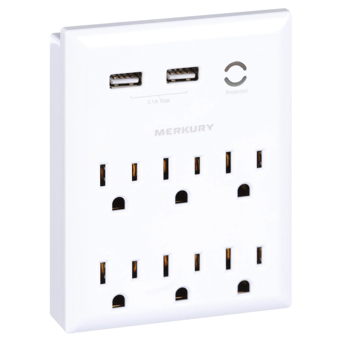 White 6-Outlet USB Wall Charger Extender with Phone Stand U48881