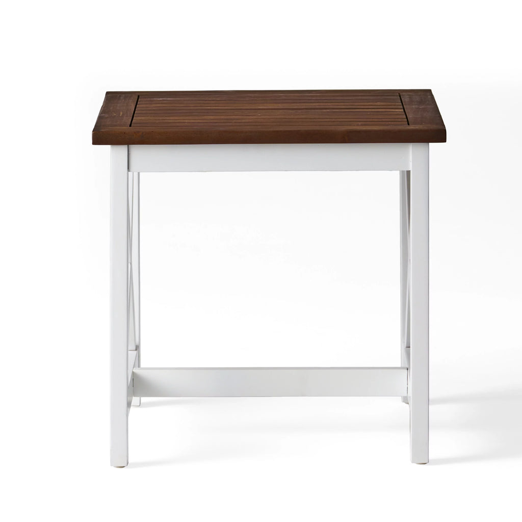 White Dark Oak Acacia Wood End Table X377