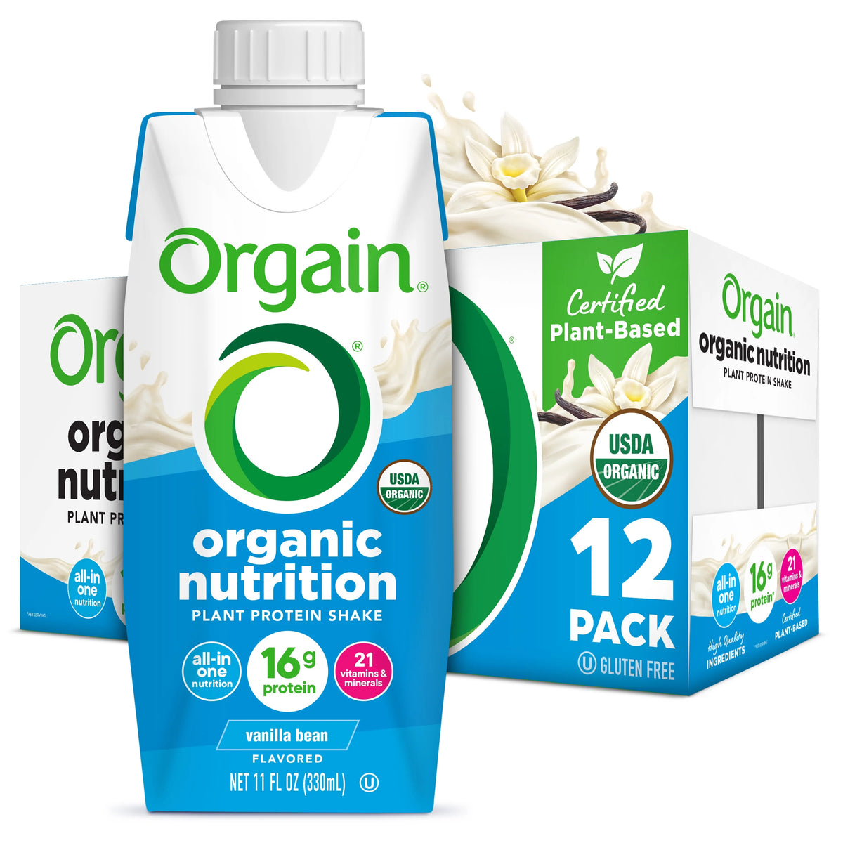 Vanilla Bean 11oz 12ct Plant Based Vegan Protein Shake S156
