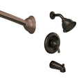 Single-Handle Tub and Shower Faucet with Curved Shower Rod in Mediterranean Bronze M80848