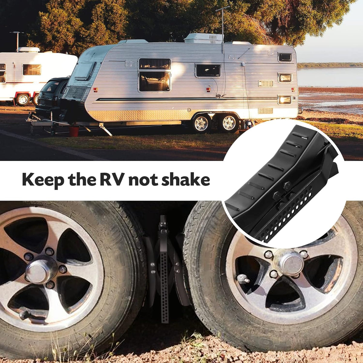 RV Camper Wheel Chock Stabilizer Scissor, 2 Pack Tire Wheel X Chock Y7596