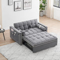 3 in 1 Sleeper Sofa Pull Out Bed, Velvet Convertible SofaBed, 55" Loveseat with Adjustable Backrest, Gray L426
