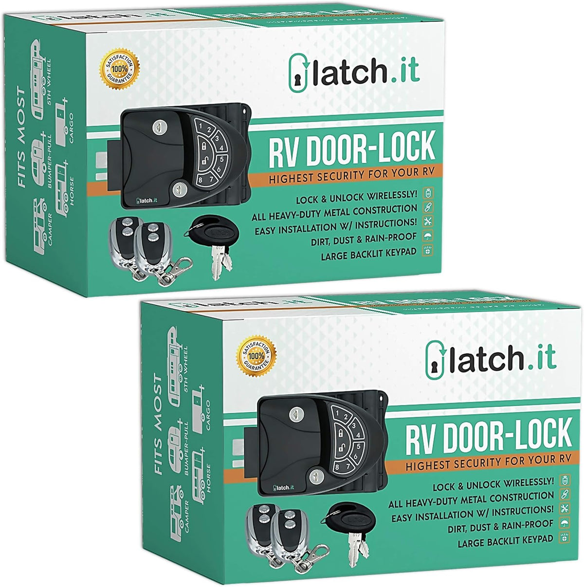 Metal RV Door Lock with Keypad and 2 Fobs N4483