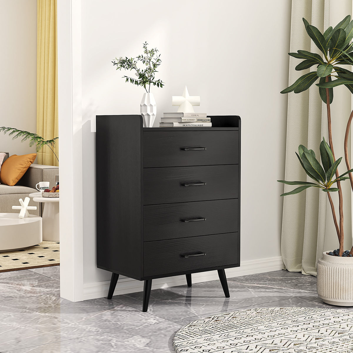 White 4 Drawer Wood Dresser H7712