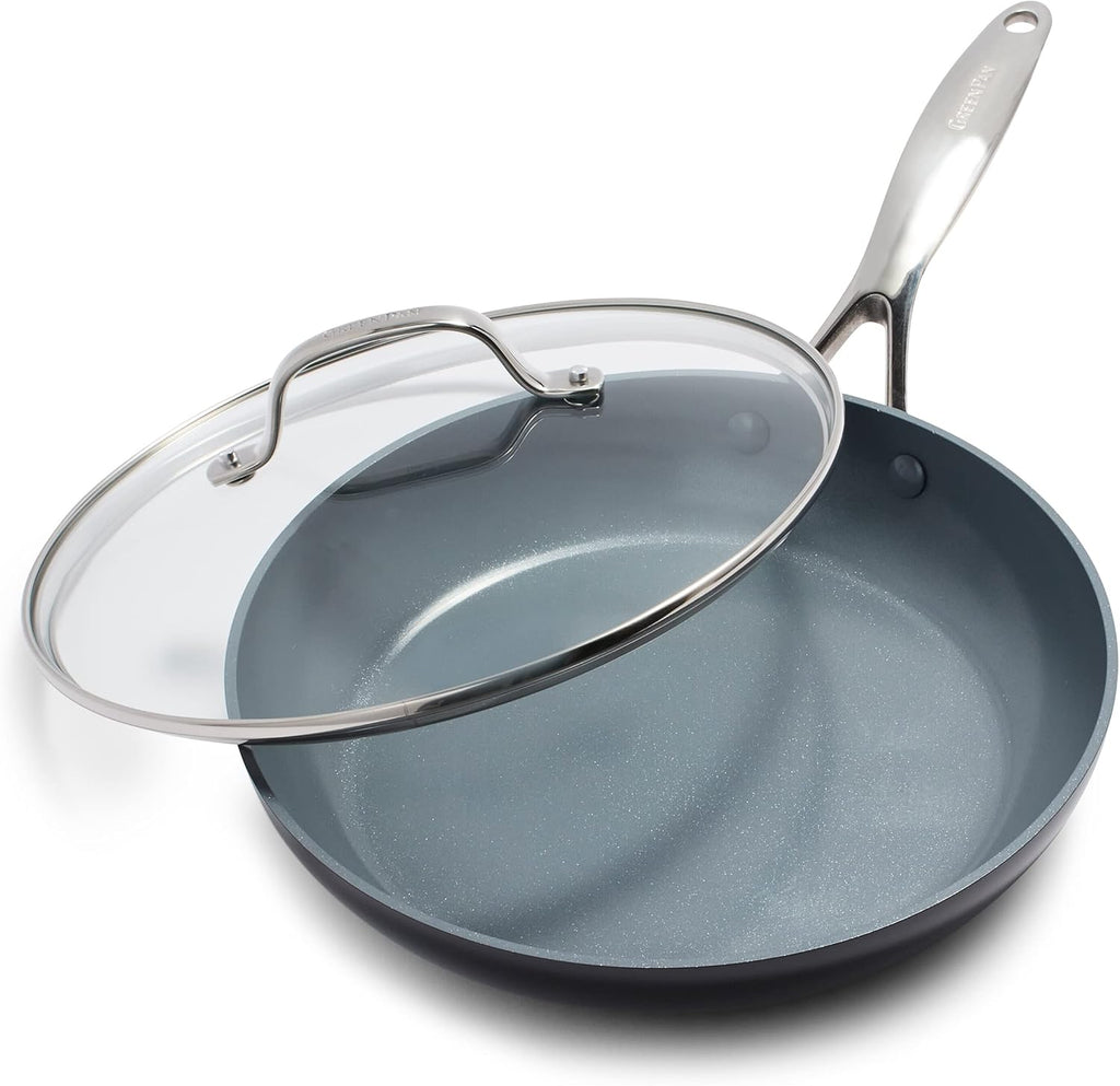 Gray Hard Anodized Ceramic Nonstick 10" Frying Pan with Lid A180