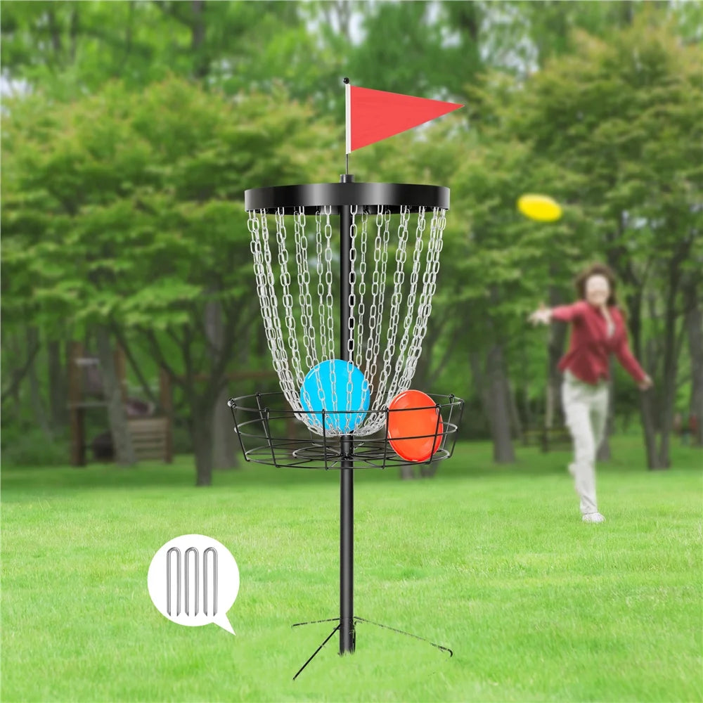 Black Disc Golf Goal with Carrying Bag and 3 Discs W621913