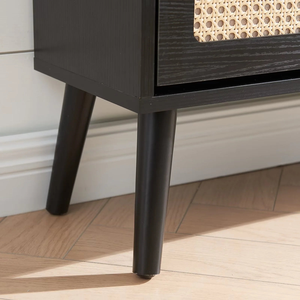 Black 3 Flip Drawer Rattan Shoe Storage Cabinet X52378
