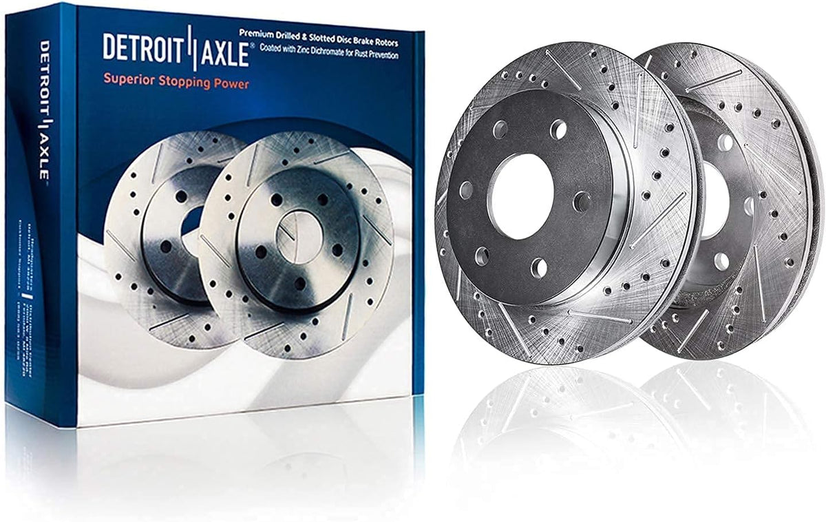6 Lug Front Drilled Slotted Rotors + Ceramic Brake Pads 4pc Set R95592