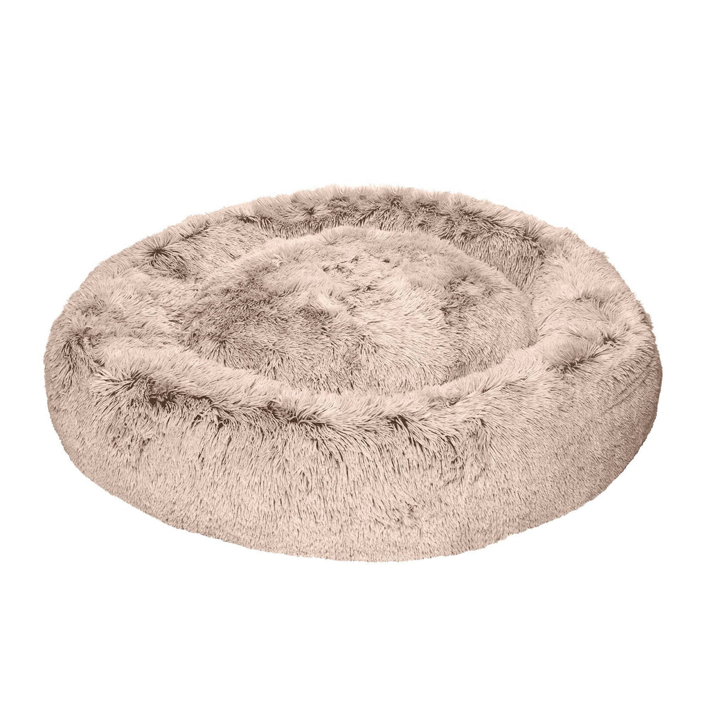 Taupe Jumbo Long Fur Donut Dog Bed C629