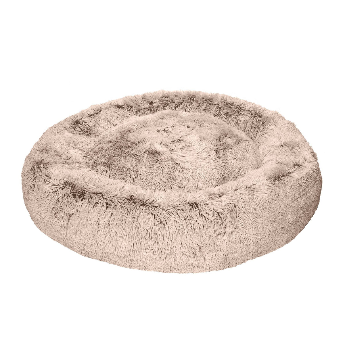 Taupe Jumbo Long Fur Donut Dog Bed C629