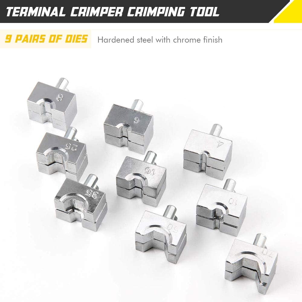 10 Ton Hydraulic Hand Crimper Tool Set with 9 Pairs of Dies C64000