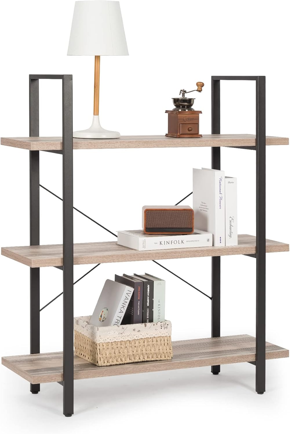 Industrial 2-Tier Wood and Metal Bookcase S9555