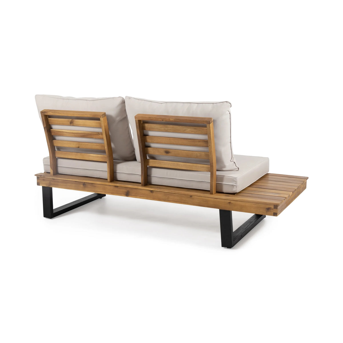 4 Pc Beige Teak Acacia Wood Outdoor Sectional Set Q369
