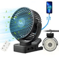 Portable Fan with Remote Control, Timer, LED Lights, 12000mAh USB Rechargeable Battery, Clamp/Hanging/Stand Up J496