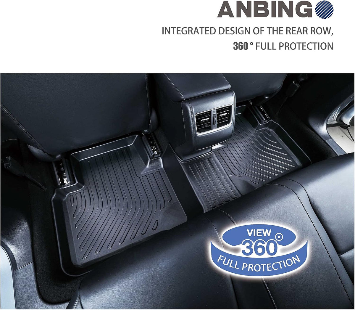 Odorless All Weather Car Floor Mats Full Set Front & Rear Row D7744