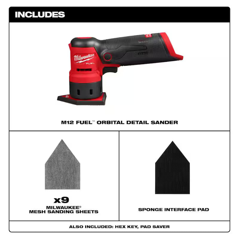 12V Cordless Orbital Detail Sander with Sanding Sheets & Sponge Pad A1601