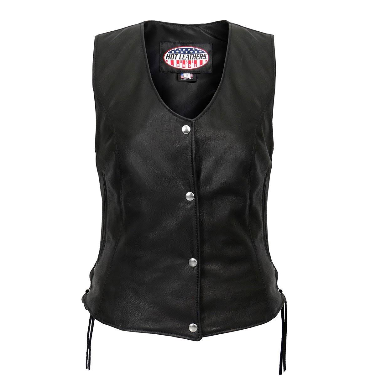 Ladies Leather Vest with Side Laces XXL Black A530169