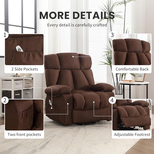 Oversized Blue Fabric Electric Power Lift Recliner Chair with Massage and Heat D199