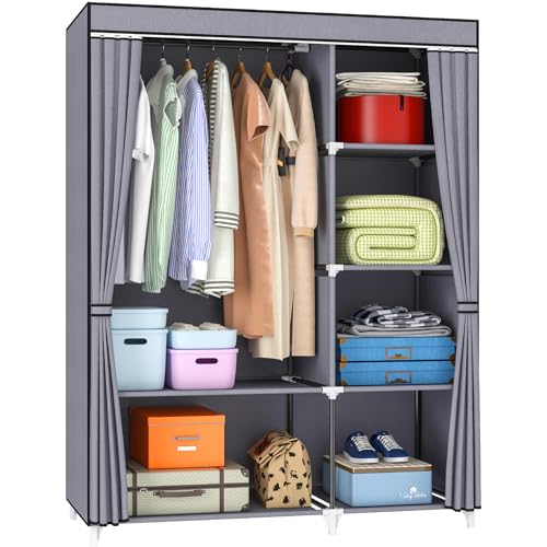 Black 43 x 17.7 x 66 Inches Portable Closet with 1 Hanging Rod and 6 Shelves M7810