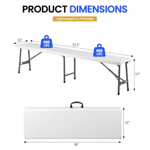 White 6ft Plastic Folding Bench H4454
