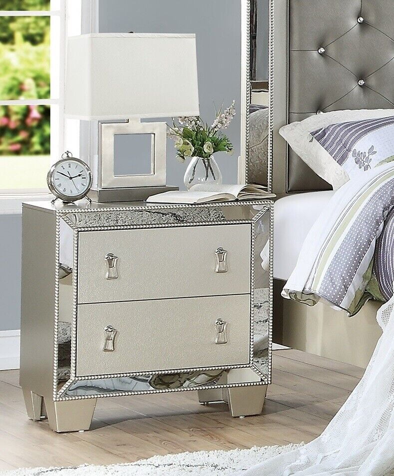 King Size Bed 2x Nightstand 3pcs Set Upholstered Tufted Headboard X853194