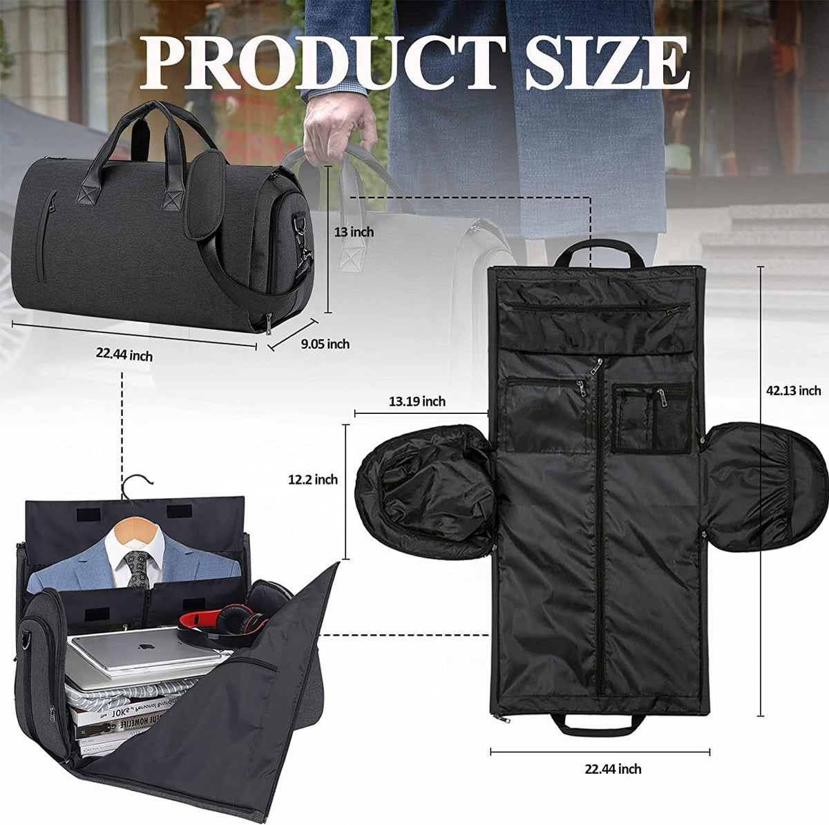 Convertible Garment Duffel Bag with Shoe Compartment Q237