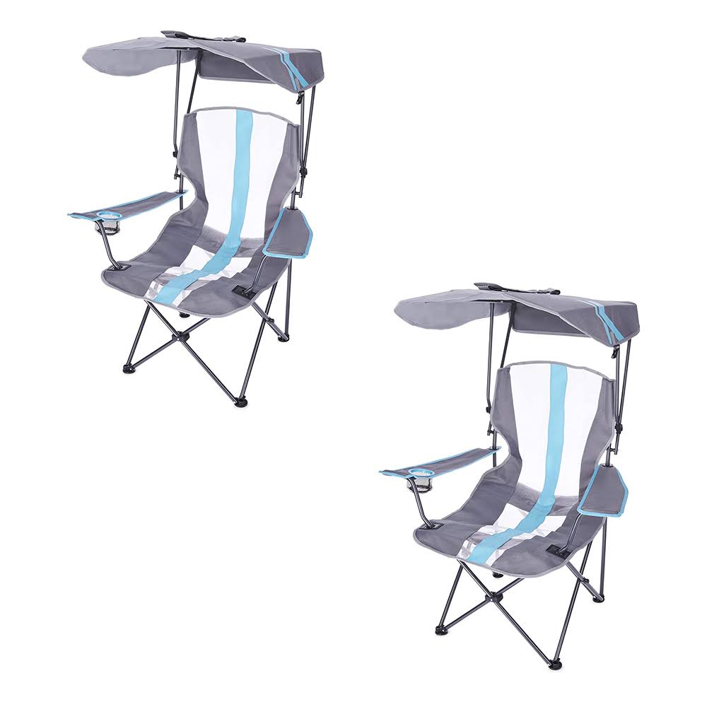 Blue 2 Pack Portable Folding Camping Chair with Canopy V968081
