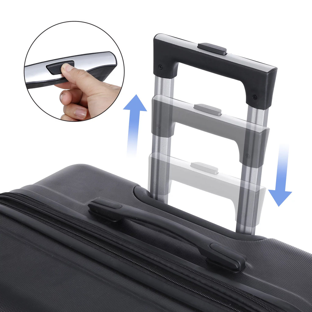 3pcs Black Spinner Luggage Suitcase Set N15306