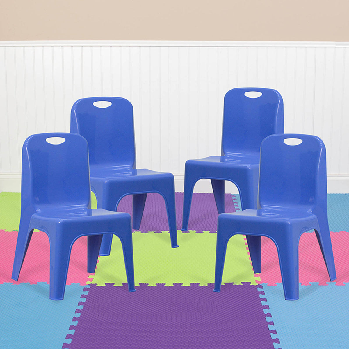 Blue Plastic Stackable School Chair 4 Pack I9295