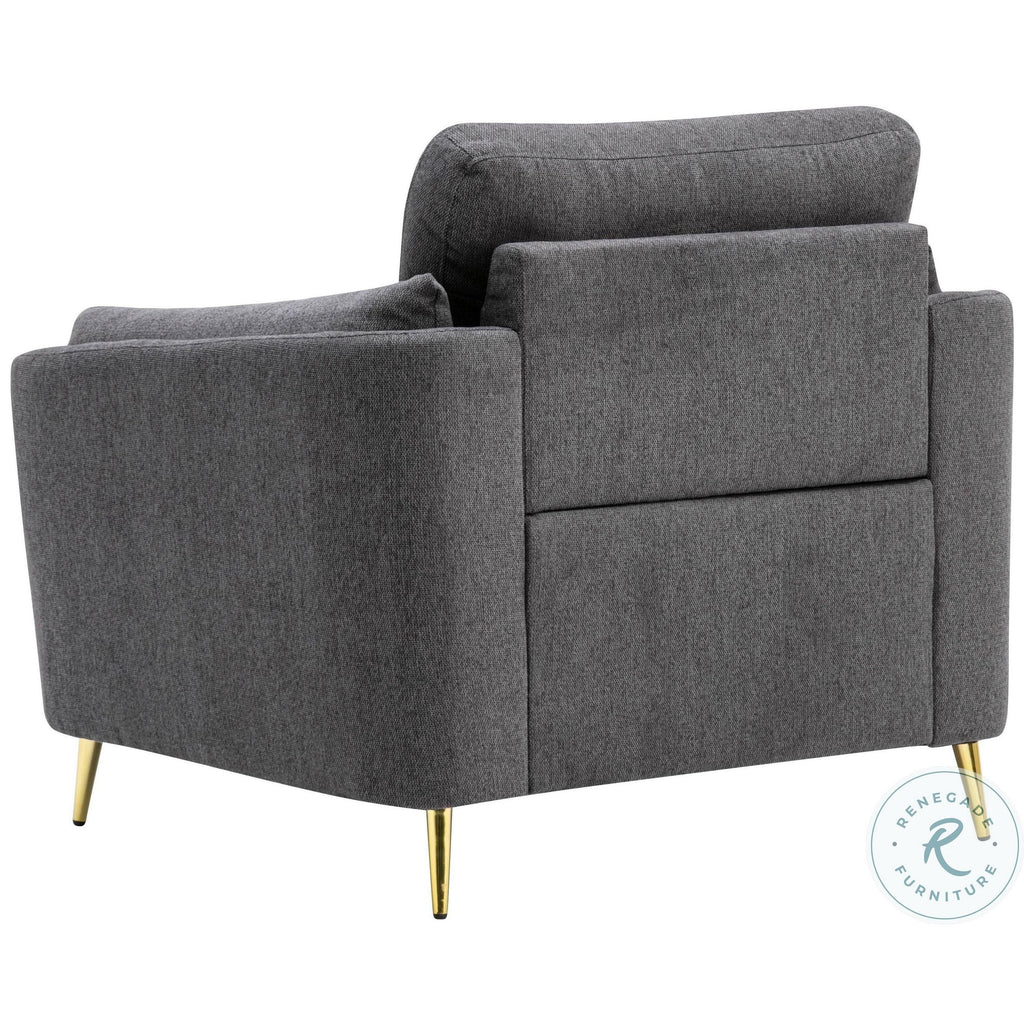 Dark Gray Polyester Accent Chair with Gold Metal Legs M140