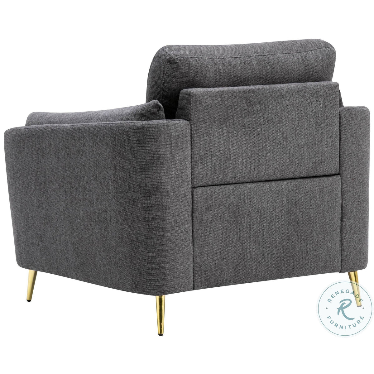 Dark Gray Polyester Accent Chair with Gold Metal Legs M140