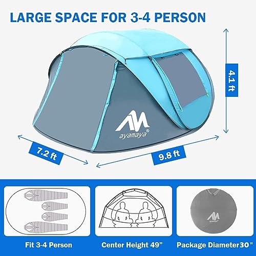 4 Person Pop Up Instant Tents with Removable Rainfly A223642
