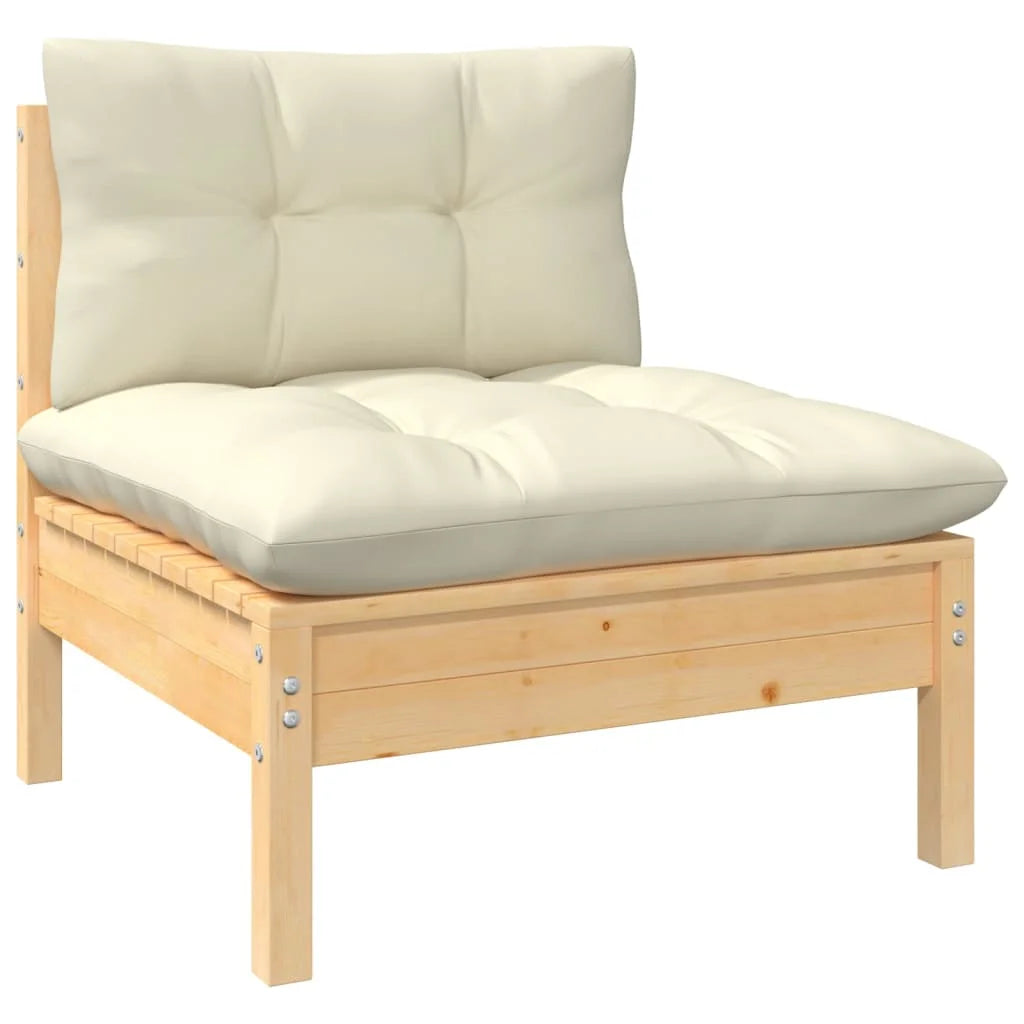 Solid Pinewood Patio Sofa with Cushions A2544