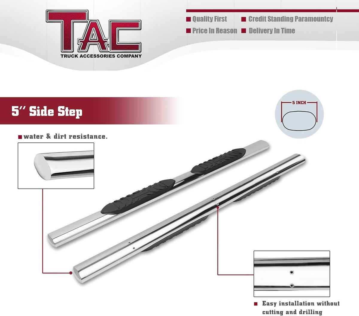 Stainless Steel Side Steps Running Boards 2Pcs C690
