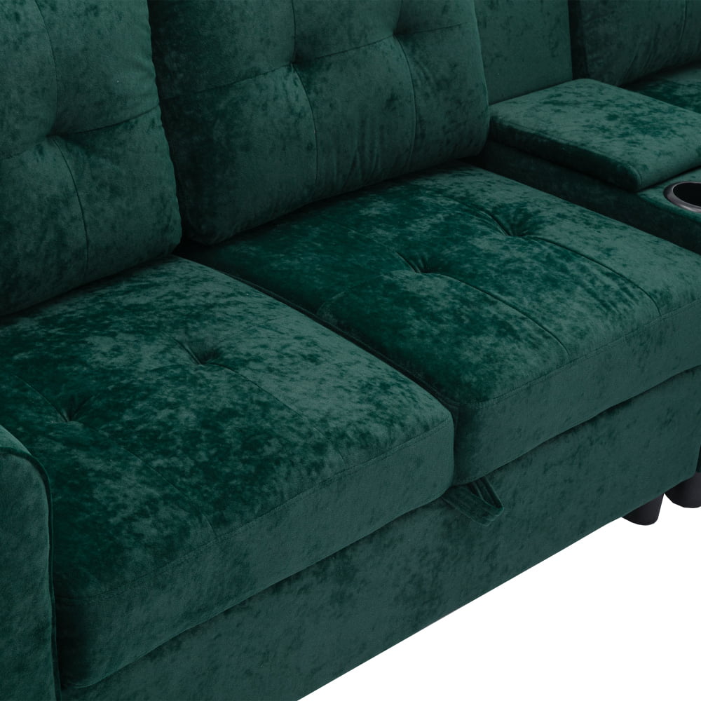 3-Seater Sectional Sofa with Storage and Cup Holders B819