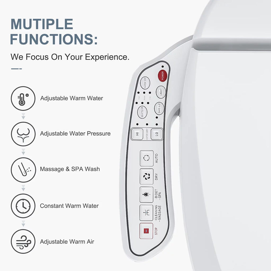Elongated Smart Bidet Toilet Seat with Warm Air Dryer D721