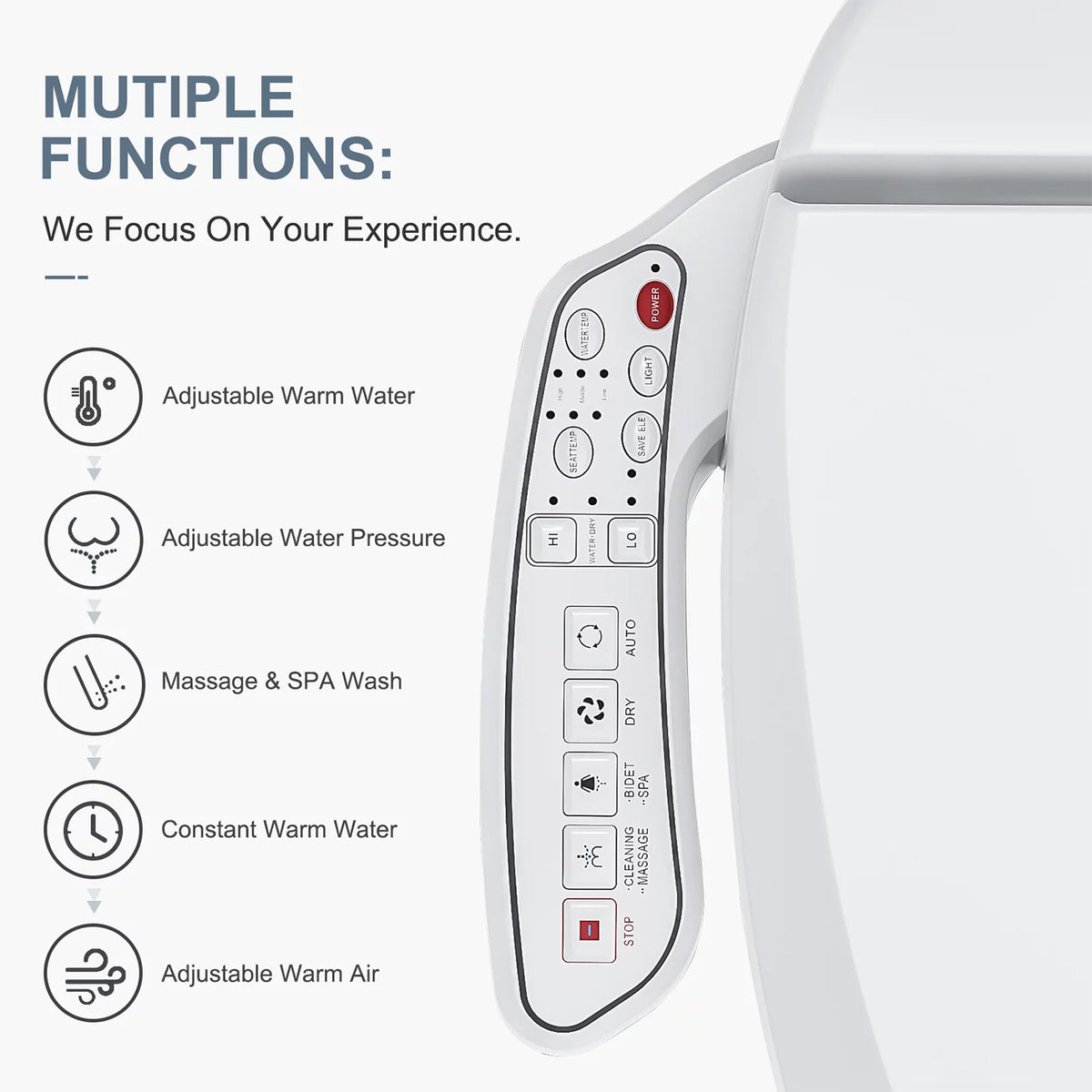 Elongated Smart Bidet Toilet Seat with Warm Air Dryer D721
